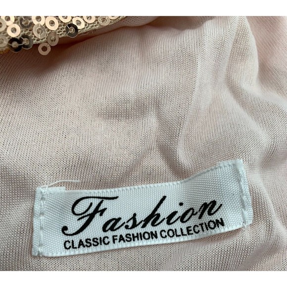 Fashion Classic Fashion Sequin Faux-Wrap Sheath Dress Rose Gold S (US 2-4) - Picture 5 of 7